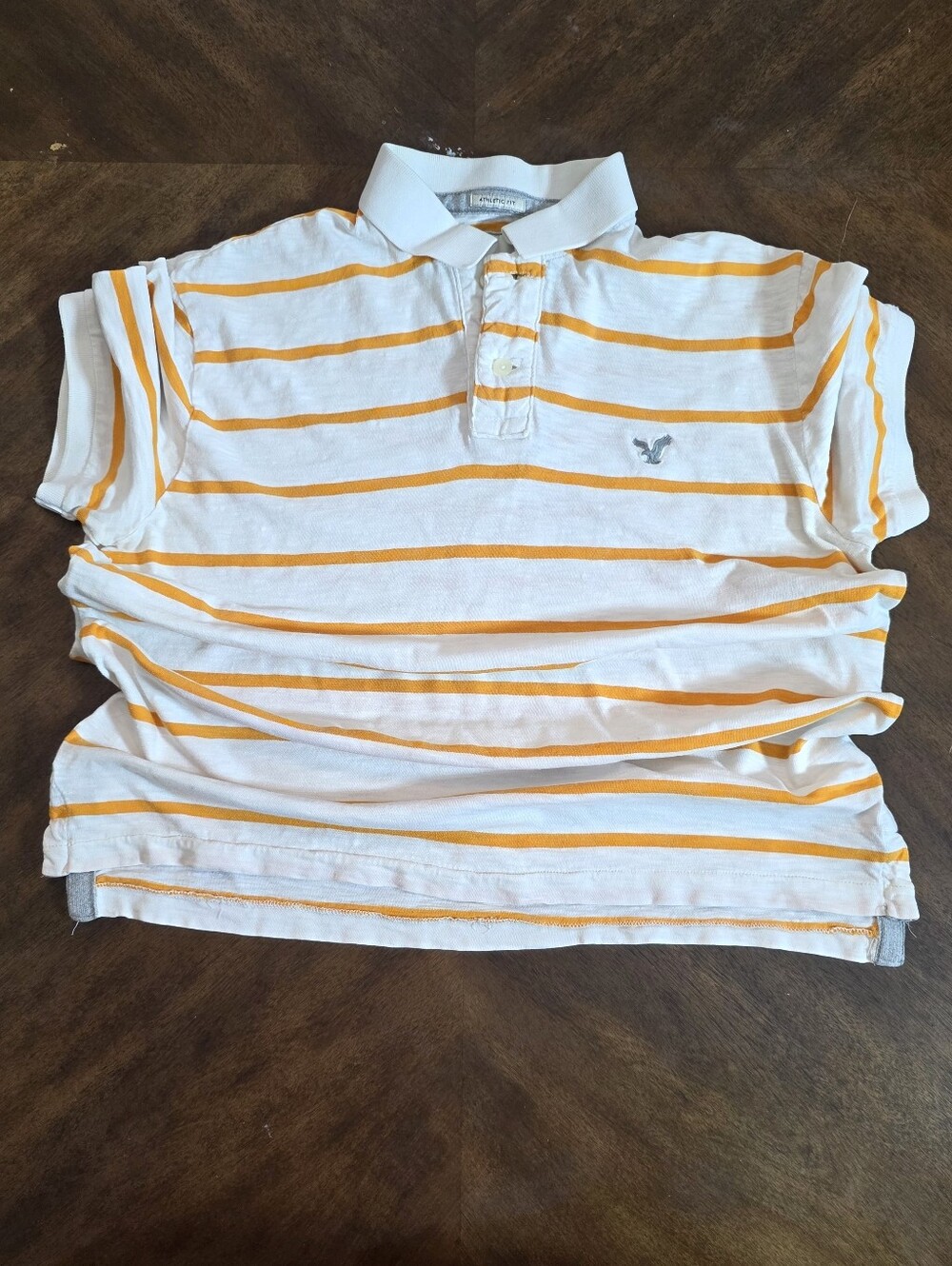 Y2k White & Yellow Striped Polo Shirt - American Eagle Outfitters